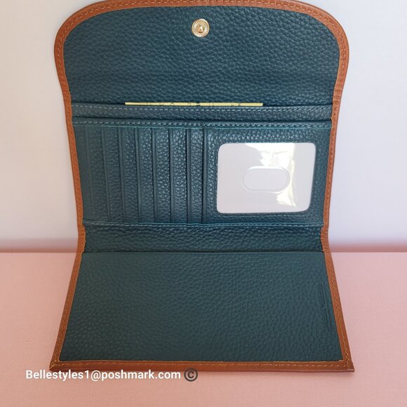 DOONEY & BOURKE Pebbled Grain Leather Continental Clutch Wallet- Teal color⭐ - Picture 14 of 16